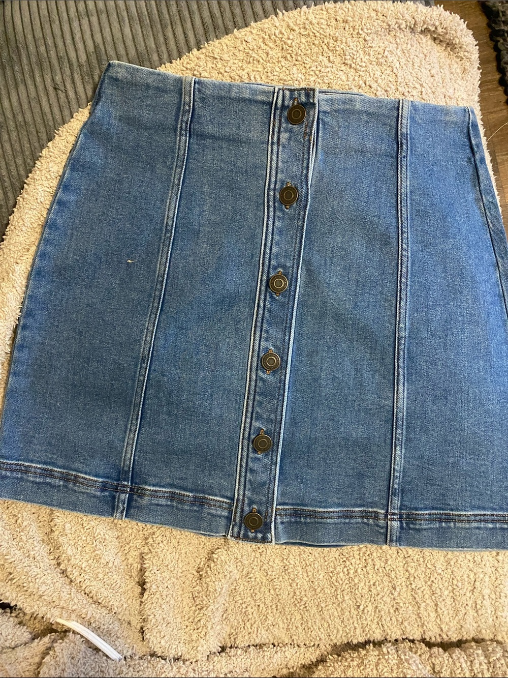 LC Lauren Conrad Blue Button-Front Denim Mini Skirt